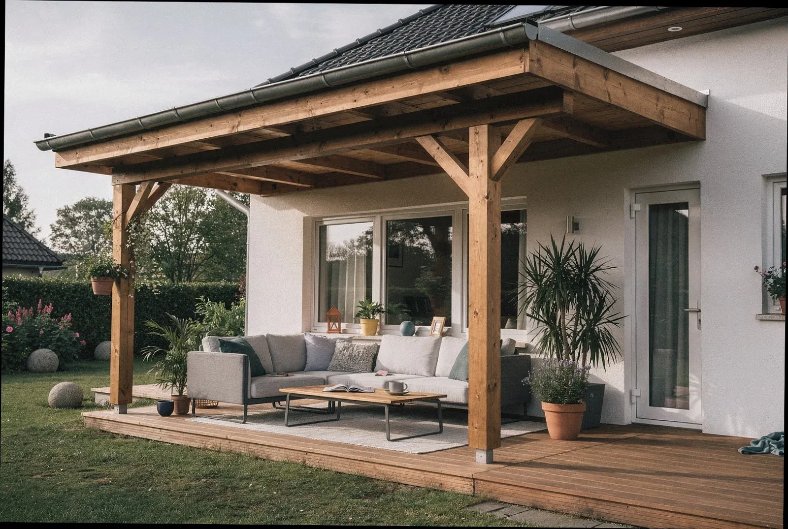 Terrassenüberdachung aus Holz in Ulm